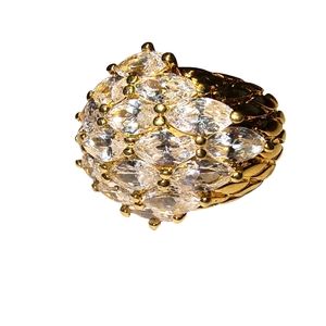 Vintage Chateau D''Argent David Sigal Gold Over Sterling Silver & CZ Ring